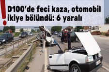 D100'de feci kaza, otomobil ikiye b�l�nd�: 6 yaral� !